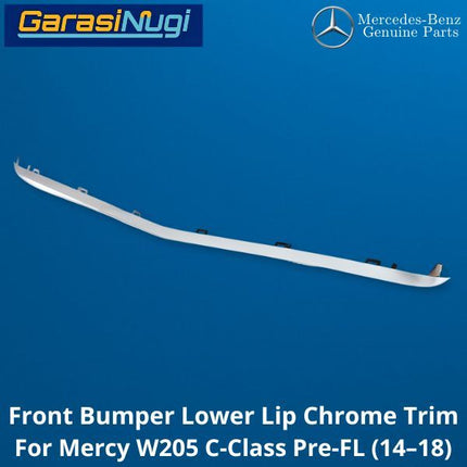 Chrome Lip Mercy W205 Pre-Facelift Spoiler Trim Bumper Depan Molding C200 C300