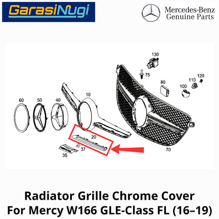 Chrome Trim Mercy W166 Facelift Mounting Grille Monting Grill Bumper Depan GLE