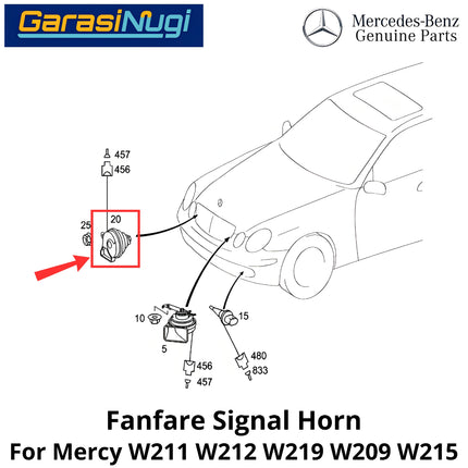 Horn Signal Mercy W212 W219 W209 W215 Fanfare High Note Terompet Klakson E200 CL CLK CLS