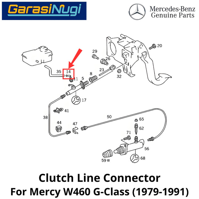 Clutch Line Mercy W460 Connector Konektor Saluran Kopling Mercedes 280 GE