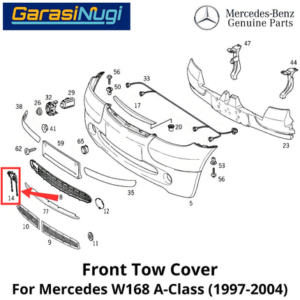 Front Towing Mercy W168 Cover Bumper Tow Tutup Lubang Derek Original Mercedes A150