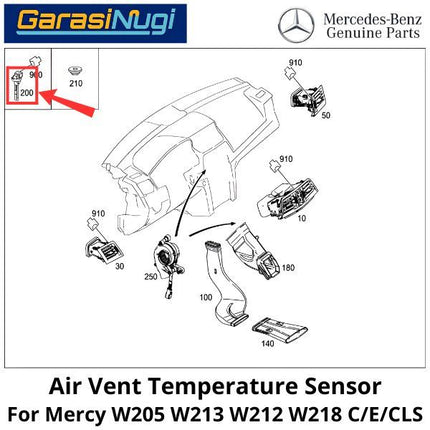 Air Vent Mercy W205 W213 W212 W218 Temperature Sensor Suhu Ventilasi Udara C200 ML SLK