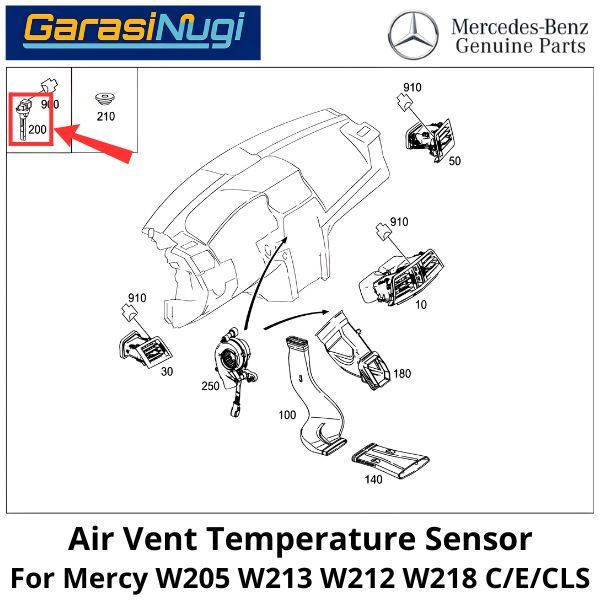 Air Vent Mercy W205 W213 W212 W218 Temperature Sensor Suhu Ventilasi Udara C200 ML SLK