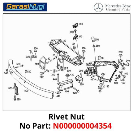 Rivet Nut N000000004354 Sekrup Klip Baut Body Original Mercedes