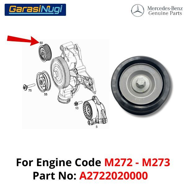 Belt Tensioner Mercy W212 W204 A2722020000 Katrol Pengencang Pulley Engine M272