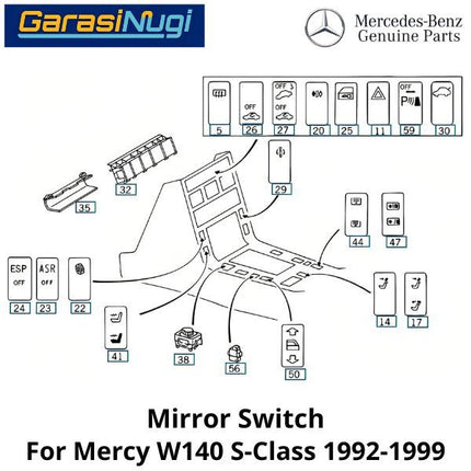 Mirror Switch Mercy W140 Sakelar Kaca Spion Mercedes S230