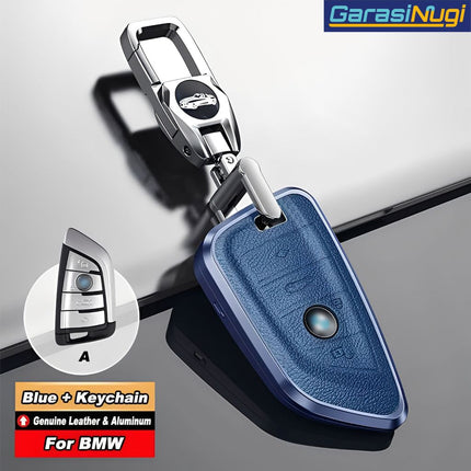 Key Case For BMW G20 Sarung Kunci Kulit Aluminium Leather Short Keychain