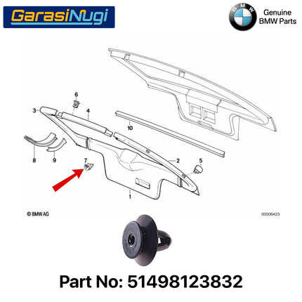 Trim Panel Klip Retainer For BMW 51498123832 interior Original