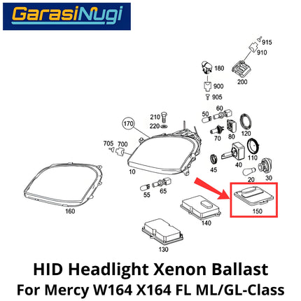 Xenon Ballast Mercedes W164 X164 FL Headlight Driver Control Module Lampu Mercy ML/GLE