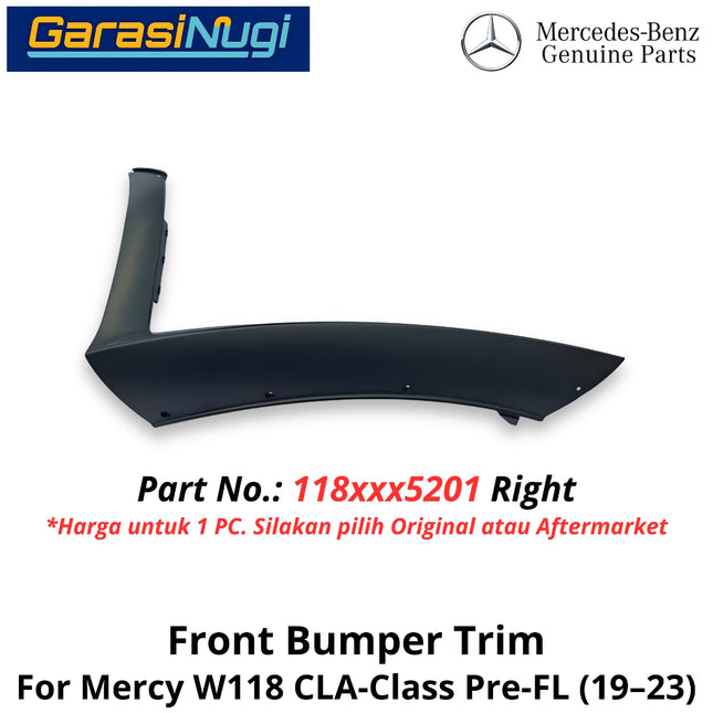 Front Bumper Mercy W118 Pre-Facelift Trim Cover Penutup Bemper Depan Mercedes CLA