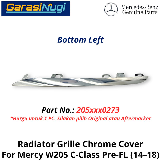 Chrome Trim Mercy W205 Pre-Facelift Mounting Grille Monting Grill Bumper Depan Mercedes C200