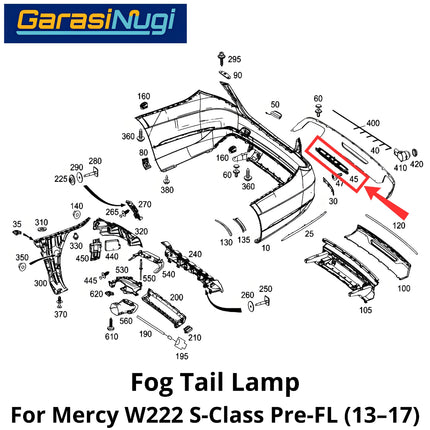 High Level Stop Lamp Mercy W222 Rear Tail Light Lampu Rem Belakang Mercedes S450