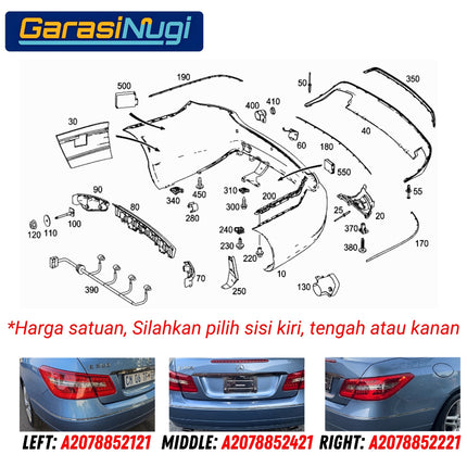 Chrome Stripe Mercedes W207 Pre-FL Garnish Moulding Bumper Belakang E250 E350