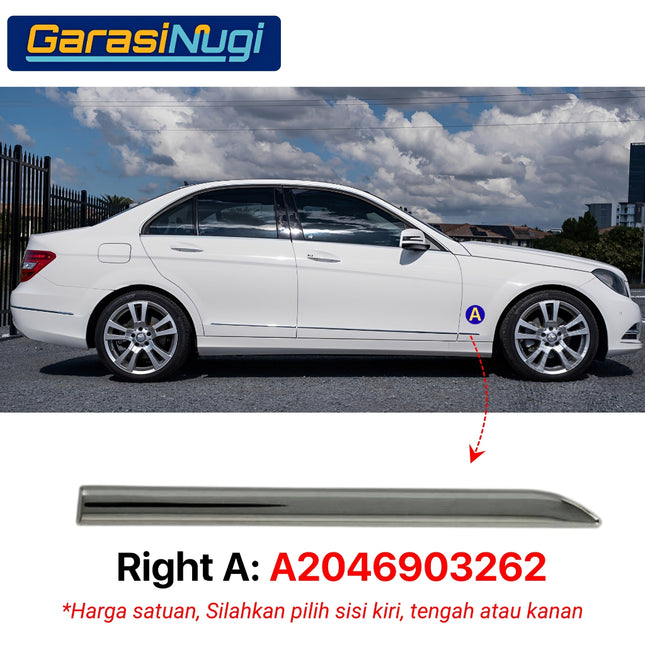 Chrome Stripe Mercedes W204 Garnish Moulding Bodi Samping Avantgarde Elegance C200 C300
