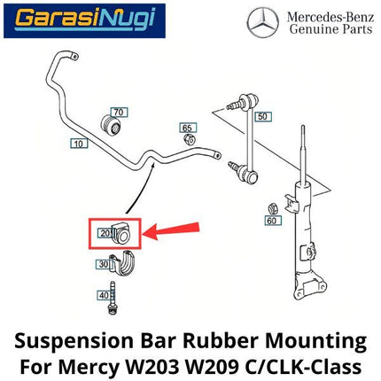Suspension Bar Mercy W203 W209 Pre-FL Rubber Mounting Bantalan Karet Mesin C200 CLK