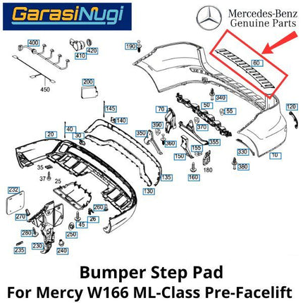 Rear Step Pad Mercy W166 Chrome Cover Pijakan Bumper Belakang Mercedes ML350