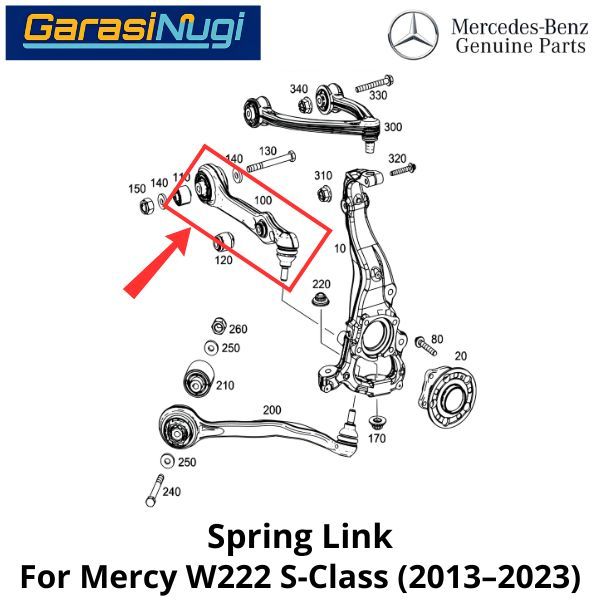 Spring Link Mercy W222 Front Lower Control Arm Suspension Lengan Kontrol Suspensi S450
