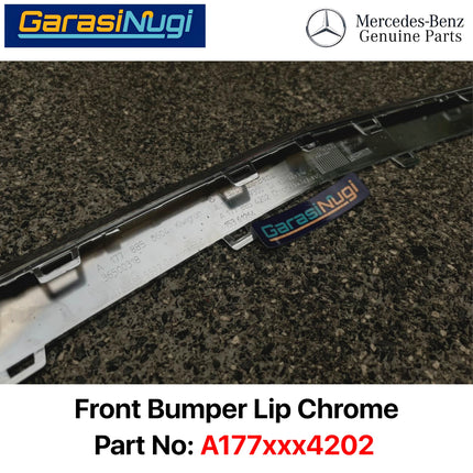 Front Lip Chrome Mercy W177 Pre-FL Spoiler Bemper Depan Krom Trim AMG A200