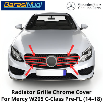 Chrome Trim Mercy W205 Pre-Facelift Mounting Grille Monting Grill Bumper Depan Mercedes C200