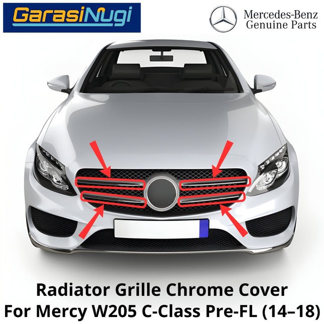 Chrome Trim Mercy W205 Pre-Facelift Mounting Grille Monting Grill Bumper Depan Mercedes C200