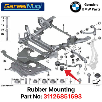 Rubber Mounting For BMW F15 F16 Karet Bantalan Suspensi Roda Depan 31126851693 Original X5 X6