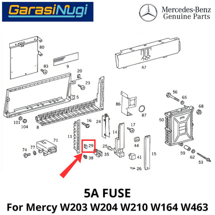 5A Fuse Link Mercy W203 W204 W210 W164 W463 Sekring 5 Ampere 0025450734