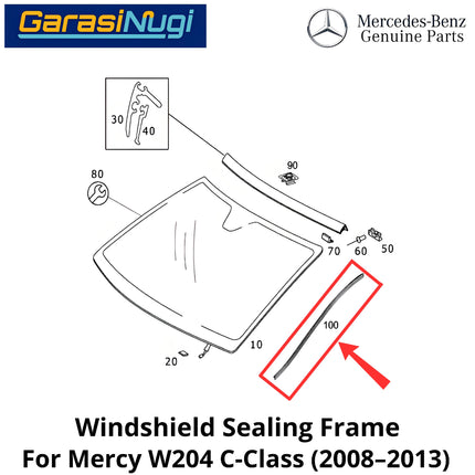 Top Windshield Sealing Mercy W204 Frame Karet Pelindung Kaca Depan Atas Mercedes C200