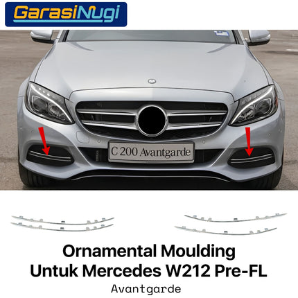 Chrome Stripe Mercy W205 Pre-FL Front Garnish Ornamental Moudling Cover Foglamp C200