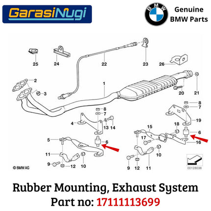 Rubber Mounting For BMW E36 E39 Z3 Peredam Getaran Sistem Knalpot 17111113699 Original 320 520