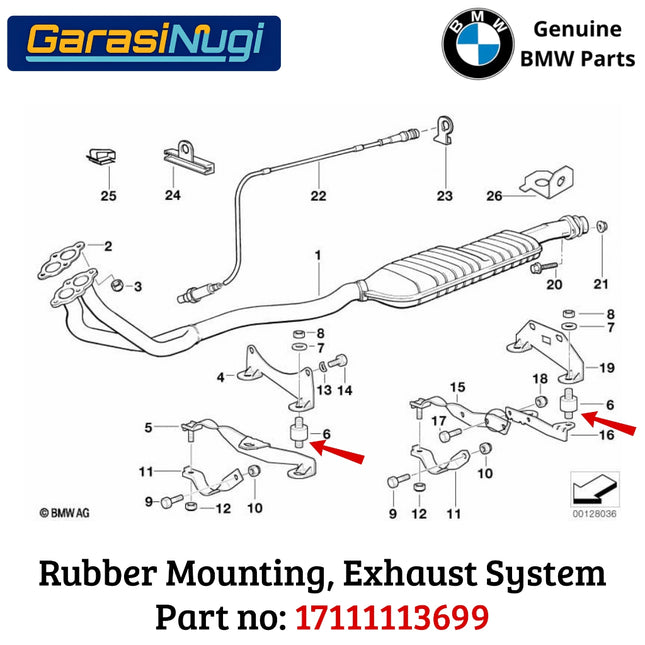 Rubber Mounting For BMW E36 E39 Z3 Peredam Getaran Sistem Knalpot 17111113699 Original 320 520
