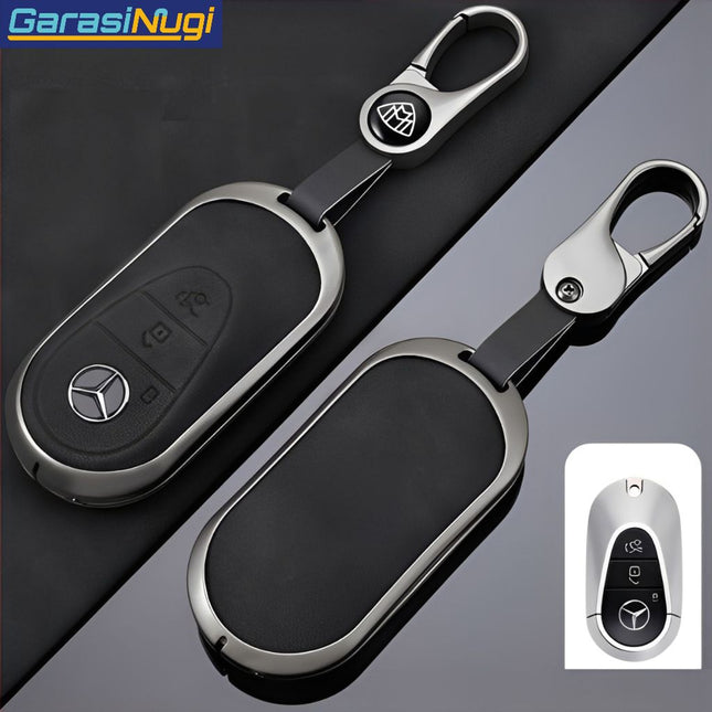 Key Case For Mercedes W167 Sarung Kunci Kulit Metal Gun Leather Short Keychain