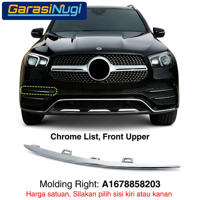 Front Lower Bumper Mercy W167 List Chrome Penutup Molding Bemper Depan Trim GLE