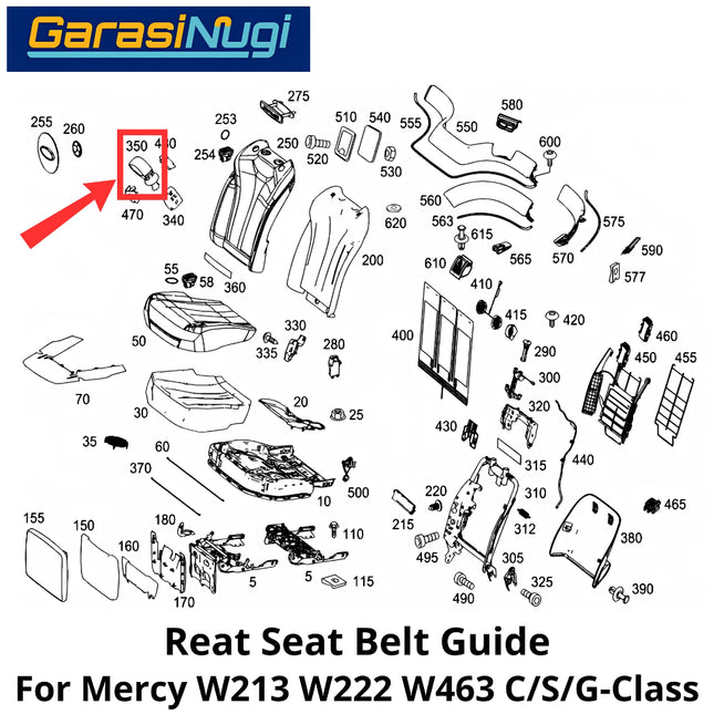 Seat Belt Mercy W213 W222 W463 Guide Assembly Penutup Sabuk Pengaman Belakang E200 S450 G500