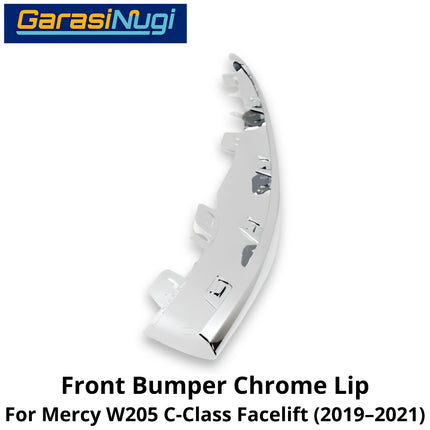 Chrome Lip Mercy W205 Facelift Spoiler Trim Bumper Depan Molding Mercedes C200 C300