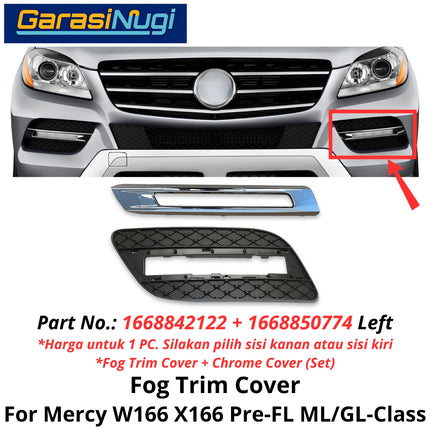 Fog Trim For Mercy W166 X166 Pre-Facelift Cover Chrome Lampu Kabut Grill Mercedes ML GL