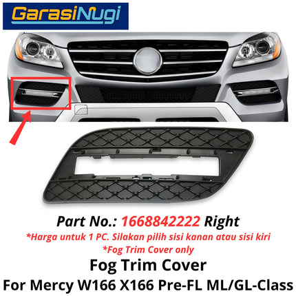 Fog Trim For Mercy W166 X166 Pre-Facelift Cover Chrome Lampu Kabut Grill Mercedes ML GL