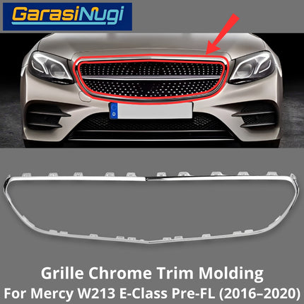 Grille Chrome Mercy W213 Pre-Facelift Trim Moulding Bumper Depan Molding Mercedes E200