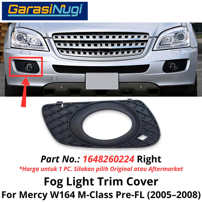 Fog Trim Mercy W164 Pre-Facelift Cover Chrome Lampu Kabut Grill Mercedes M ML 2005-2008