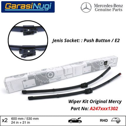 Mercedes X247 W247 X243 Wiper Frameless Kit Original Kaca Depan Front Window GLB EQB