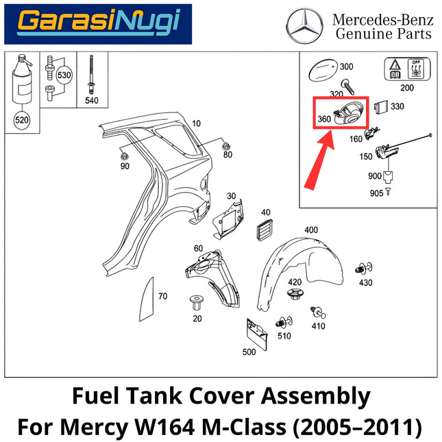 Fuel Tank Cover Mercy W164 Tutup Tanki Bensin Tangki Assembly Mercedes ML350