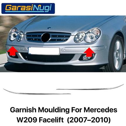 Chrome Stripe Mercy W209 Facelift Front Rear Garnish Moulding Original CLK