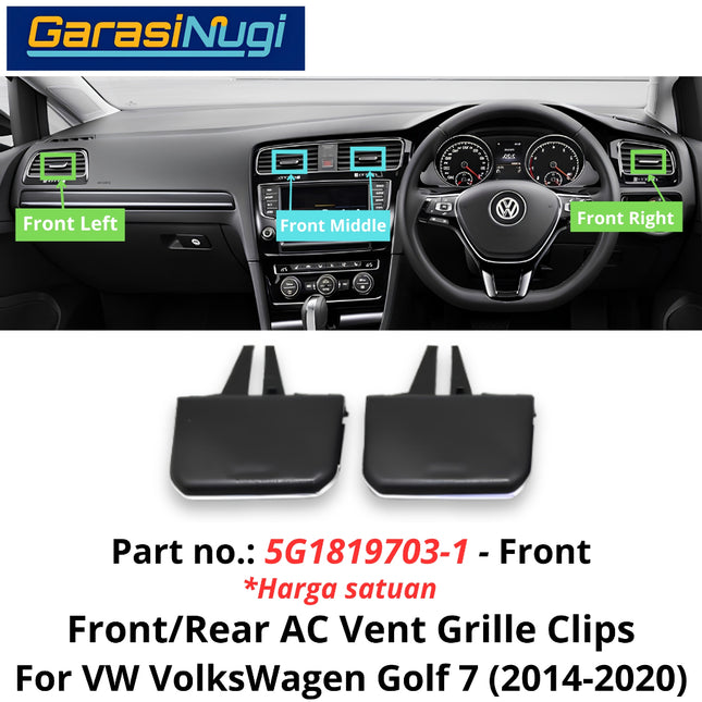 Front Air Conditioner Grill VW VolksWagen Golf 7 Tab Vent Slider Tab Clip Pegangan Klip Kisi-Kisi AC  2014-2020