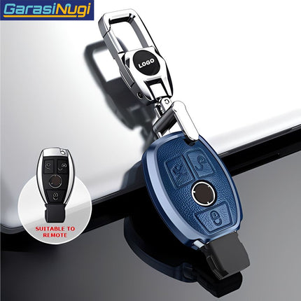 Key Case For Mercedes W212 Sarung Kunci Kulit Aluminium Leather Short Keychain