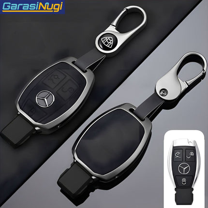 Key Case For Mercedes W212 Sarung Kunci Kulit Metal Gun Leather Short Keychain