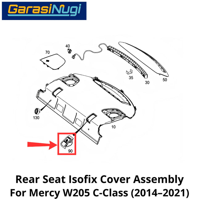 Car Seat ISOFIX Mercy W205 Switch Cover Assembly Penutup Saklar Kursi Anak Belakang Atas Mercedes C200 C300