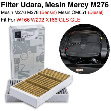 Air Filter For Mercy W166 W292 X166 Engine Intake Saringan Udara Mesin Bensin Diesel M276 OM651