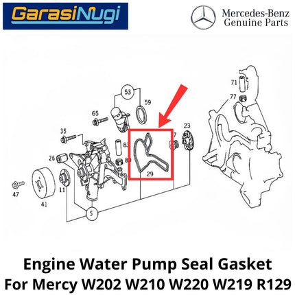 Engine Water Pump Mercy W202 W210 W220 R129 Sealing Gasket Pompa Air Mesin M112 M113 Mercedes C200 E200 SL