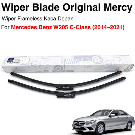 Mercedes W205 C205 Wiper Frameless Kit Original Kaca Depan Front Window C200 C250
