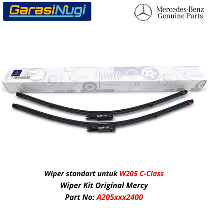 Mercedes W205 C205 Wiper Frameless Kit Original Kaca Depan Front Window C200 C250