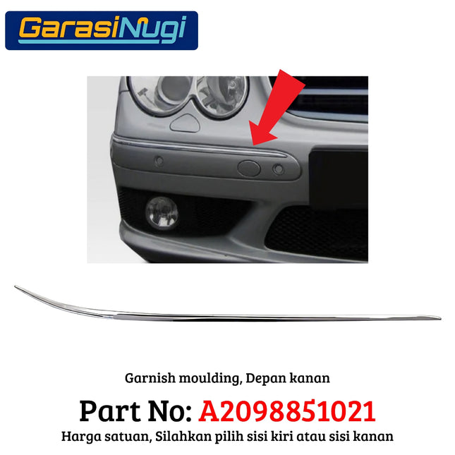 Chrome Stripe Mercy W209 Facelift Front Rear Garnish Moulding Original CLK